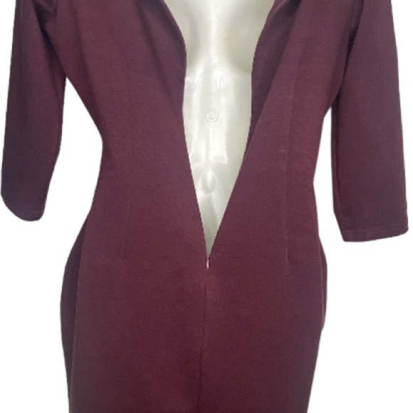 Fortric Women’s Knit Sheath Dress L Burgundy Pink Knee Length 3/4 Sleeves - Picture 6 of 11